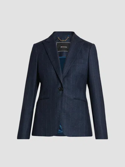 Kiton Women's Pinstripe Wool-cashmere Blazer In Blue