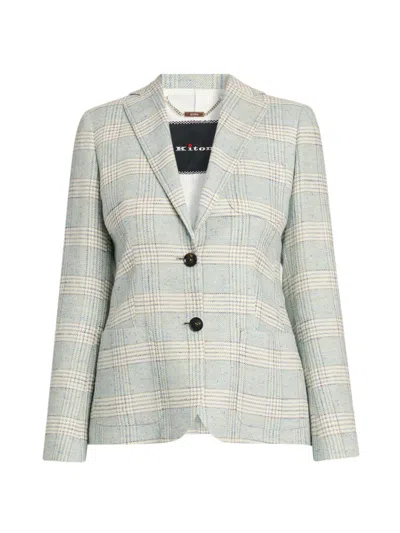 Kiton Women's Plaid Single-breasted Blazer In Blue