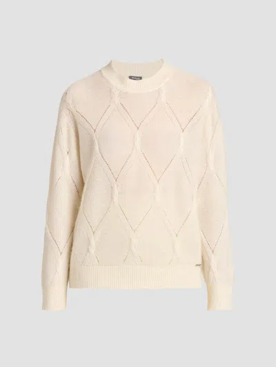 Kiton Women's Pointelle Cable-knit Cashmere-silk Sweater In White