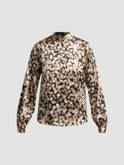 Kiton Women's Printed Silk Shirt In Black Sand