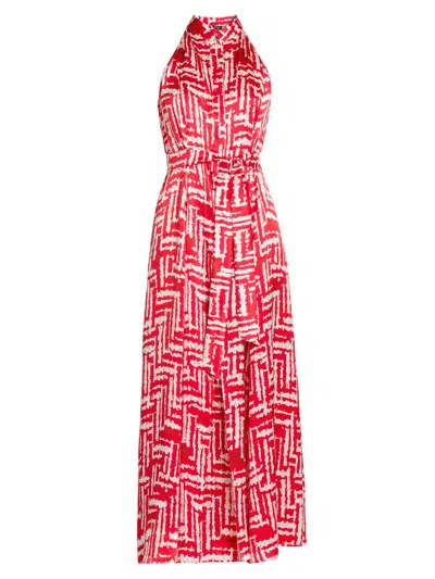 Kiton Women's Printed Silk Sleeveless Midi-dress In Red