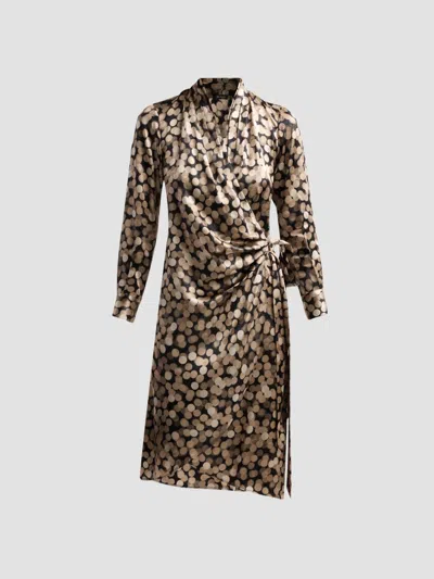Kiton Women's Printed Silk Wrap Midi Dress In Black Sand