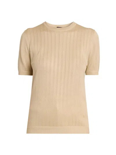 Kiton Women's Rib-knit Silk T-shirt In Neutral