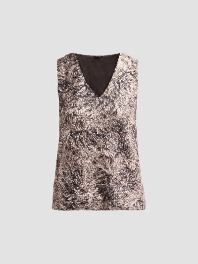 Kiton Women's Sequined V-neck Top In Brown