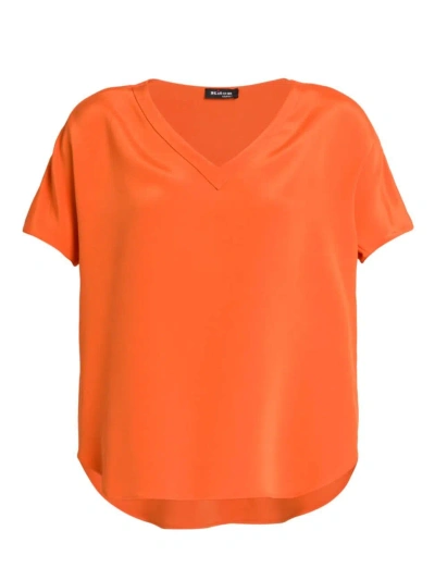 Kiton Women's Silk-blend V-neck T-shirt In Orange