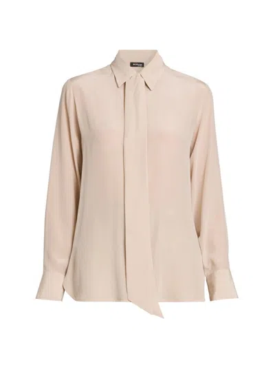 Kiton Women's Silk Long-sleeve Shirt In Sand