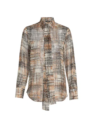 Kiton Women's Silk Printed Chiffon Shirt In Multi
