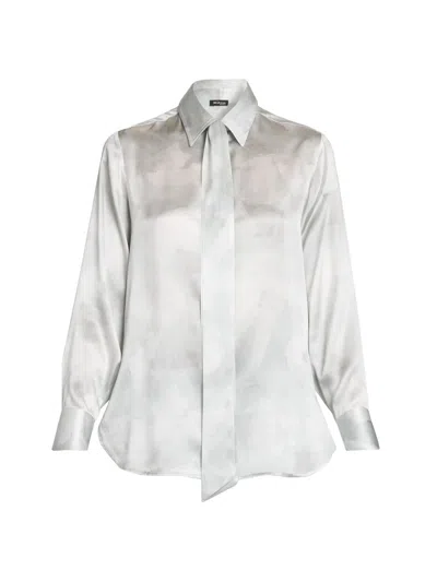 Kiton Women's Silk Tie Blouse In White