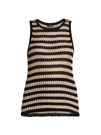 Kiton Women's Sleeveless Striped Silk Jumper In Sand Black