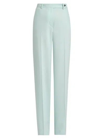 Kiton Women's Tapered Silk-wool Pants In Blue