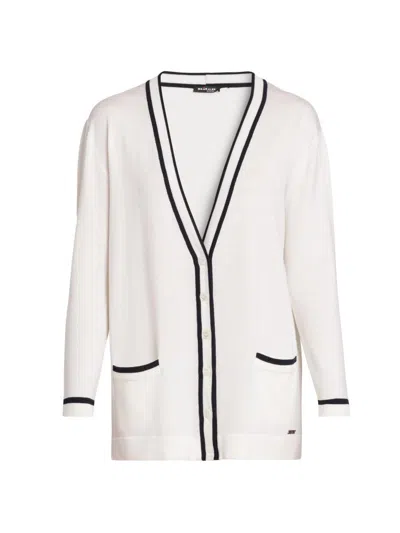 Kiton Women's Wool Knit V-neck Cardigan In White