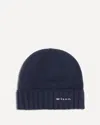 Kiton Men Wool Beanie Hat In Blue