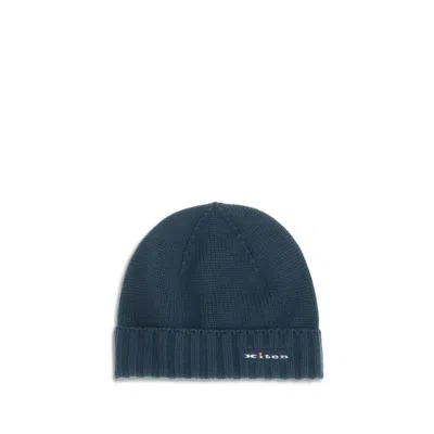 Kiton Wool Beanie Men's Hat In Green