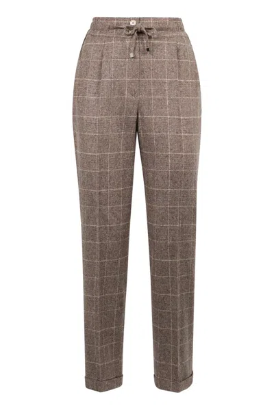 Kiton Checkered Trousers In Brown