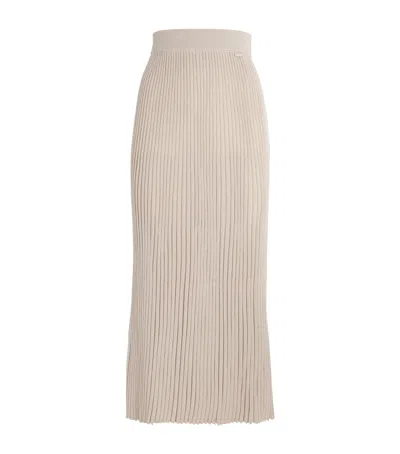 Kiton Wool-blend Shimmer Midi Skirt In Sand