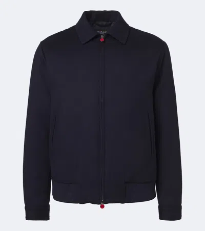 Kiton Wool Bomber Jacket In Blue