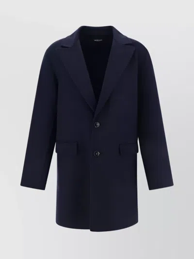 Kiton Wool Coat With Back Slit And Lapels