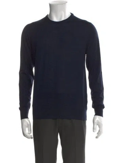 Pre-owned Kiton Wool Crew Neck Pullover In Blue
