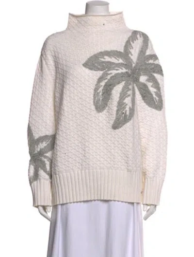 Pre-owned Kiton Wool Floral Print Sweater In Neutrals