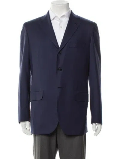 Pre-owned Kiton Wool Overcoat In Blue