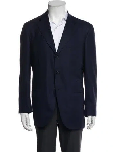 Pre-owned Kiton Wool Overcoat In Blue