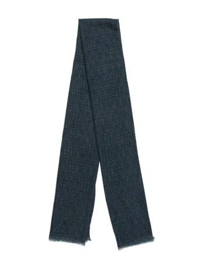 Pre-owned Kiton Wool Paisley Print Scarf In Blue