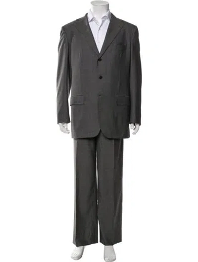 Pre-owned Kiton Wool Patterned Two-piece Blazer In Grey