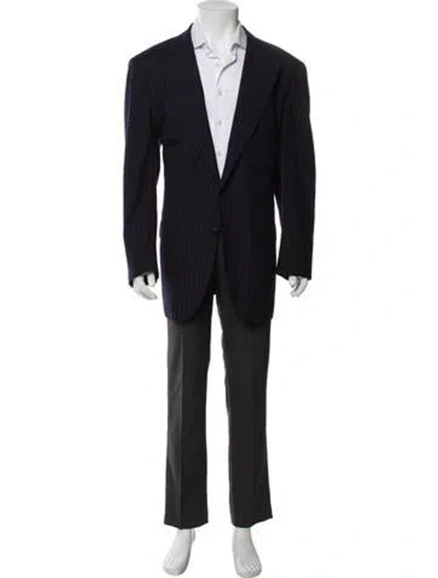 Pre-owned Kiton Wool Pinstripe Blazer In Blue