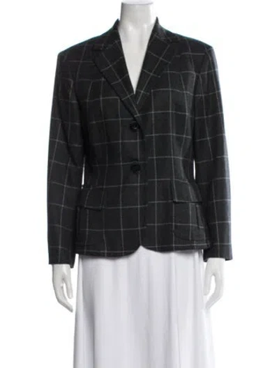 Pre-owned Kiton Wool Plaid Print Blazer In Black