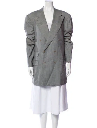 Pre-owned Kiton Wool Plaid Print Blazer In Gray