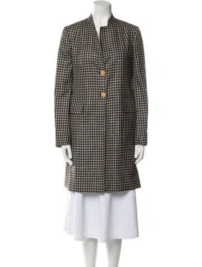 Pre-owned Kiton Wool Plaid Print Coat In Neutral