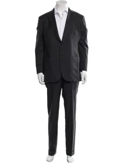 Pre-owned Kiton Wool Plaid Print Two-piece Blazer In Black
