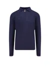 Kiton Wool Knit Polo Shirt With Classic Collar And Half-zip Closure In Blue
