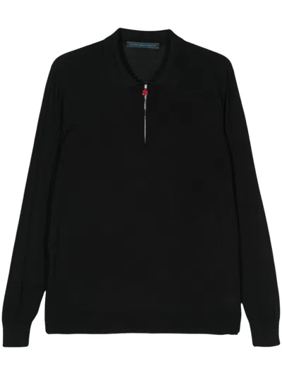 Kiton Wool Polo Shirt In Schwarz