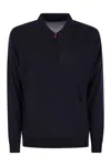 Kiton Men Wool Polo Shirt In Blue