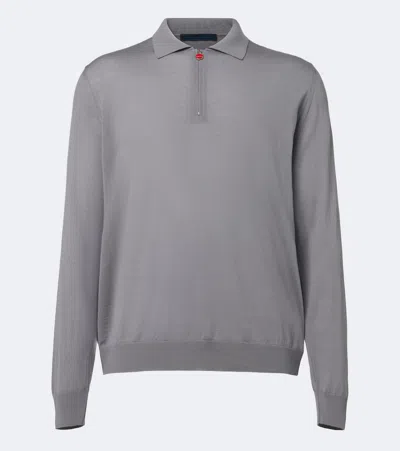 Kiton Wool Polo Sweater In Gray