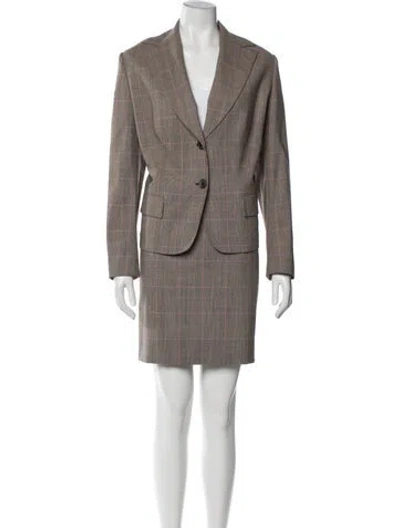 Pre-owned Kiton Wool Printed Skirt Suit In Multi