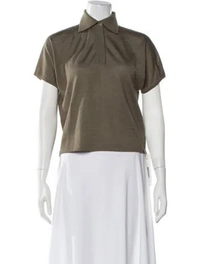 Pre-owned Kiton Wool Short Sleeve Polo In Green