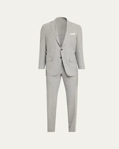 Kiton Wool Single-breasted Suit In Gray