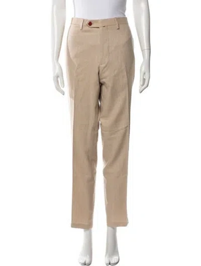 Pre-owned Kiton Wool Straight Leg Pants In Brown/neutrals