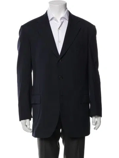 Pre-owned Kiton Wool Striped Blazer In Blue