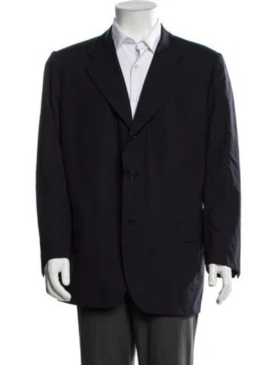 Pre-owned Kiton Wool Striped Blazer In Blue