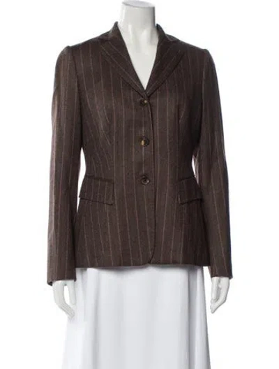 Pre-owned Kiton Wool Striped Blazer In Brown
