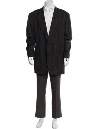 Pre-owned Kiton Wool Striped Blazer In Brown
