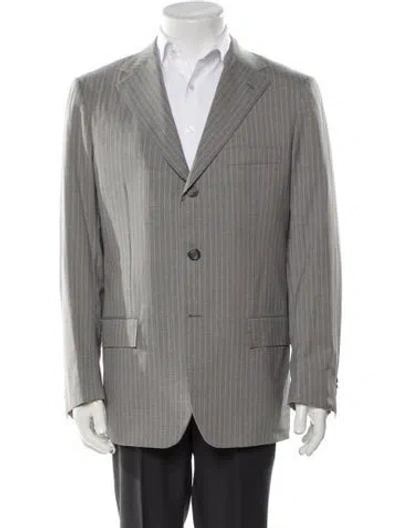 Pre-owned Kiton Wool Striped Blazer In Gray