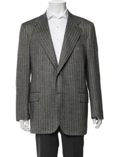 Pre-owned Kiton Wool Striped Blazer In Grey