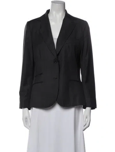 Pre-owned Kiton Wool Striped Blazer In Grey