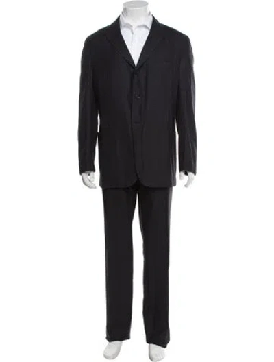 Pre-owned Kiton Wool Striped Three-piece Suit In Black