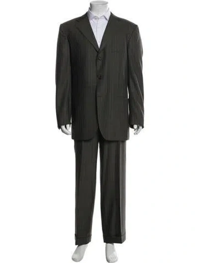Pre-owned Kiton Wool Striped Two-piece Blazer In Black
