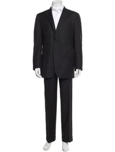 Pre-owned Kiton Wool Striped Two-piece Blazer In Black